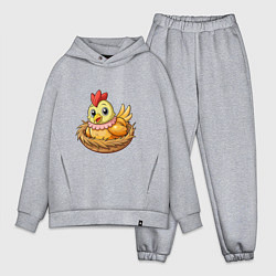 Мужской костюм оверсайз Курица в гнезде, цвет: меланж