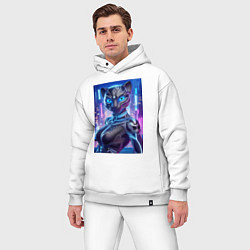 Мужской костюм оверсайз Cyber panter - ai art fantasy, цвет: белый — фото 2