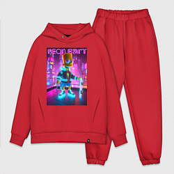 Мужской костюм оверсайз Neon Bart - with skateboard ai art fantasy, цвет: красный