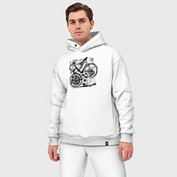 Мужской костюм оверсайз Абстрактный байк, цвет: белый — фото 2