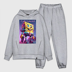 Мужской костюм оверсайз Sponge Bob with a pistol - cyberpunk ai art, цвет: меланж