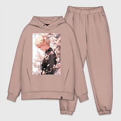 Мужской костюм оверсайз Моя геройская академия Кацуки Бакуго причуда, цвет: пыльно-розовый