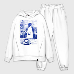 Мужской костюм оверсайз Кофе для пингвина, цвет: белый