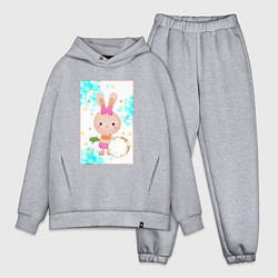 Мужской костюм оверсайз Милый зайчонок с барабаном, цвет: меланж