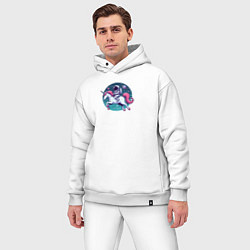 Мужской костюм оверсайз Космонавт верхом на мультяшном единороге, цвет: белый — фото 2