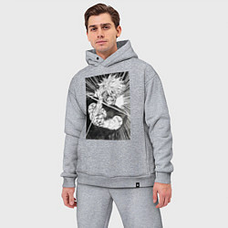 Мужской костюм оверсайз Магическая битва Сатору Годзё пурпурный манга, цвет: меланж — фото 2