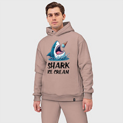 Мужской костюм оверсайз Shark ice cream - ai art, цвет: пыльно-розовый — фото 2