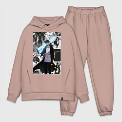 Мужской костюм оверсайз Поднятие уровня в одиночку Джину Сон охотник колла, цвет: пыльно-розовый