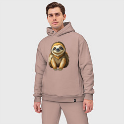 Мужской костюм оверсайз Портрет ленивца, цвет: пыльно-розовый — фото 2