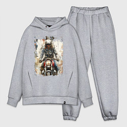 Мужской костюм оверсайз Акварель -мотоциклист, цвет: меланж