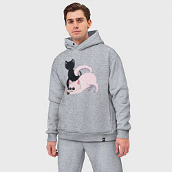 Мужской костюм оверсайз Магическая битва Сатору Годзё Сугуру Гэто коты, цвет: меланж — фото 2