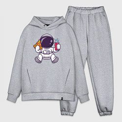 Мужской костюм оверсайз Космонавт ест пиццу, цвет: меланж