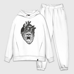 Мужской костюм оверсайз Мёртвое сердце с черепом, цвет: белый