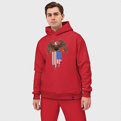 Мужской костюм оверсайз Орёл с американским флагом, цвет: красный — фото 2