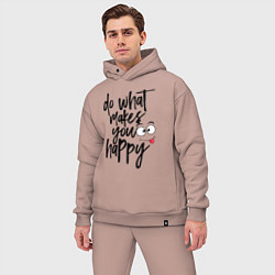 Мужской костюм оверсайз Do what makes you happy, цвет: пыльно-розовый — фото 2