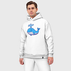 Мужской костюм оверсайз Милый кит, цвет: белый — фото 2