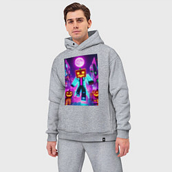 Мужской костюм оверсайз Neon halloween and Minecraft - collaboration, цвет: меланж — фото 2