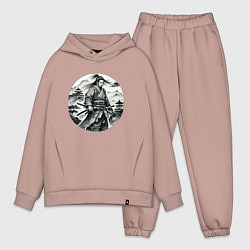 Мужской костюм оверсайз Самурай графика, цвет: пыльно-розовый