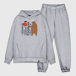 Мужской костюм оверсайз Человек и медведь, цвет: меланж