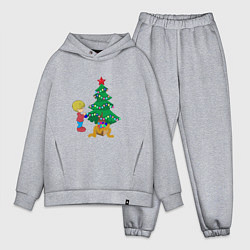Мужской костюм оверсайз Ребенок украшает елку, цвет: меланж
