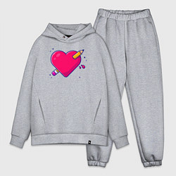 Мужской костюм оверсайз Сердечко и карандаш, цвет: меланж