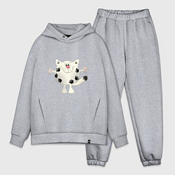 Мужской костюм оверсайз Кот в лапах, цвет: меланж