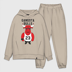 Мужской костюм оверсайз Gangsta Bulls 23, цвет: миндальный