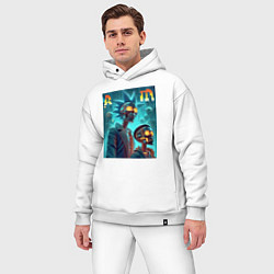 Мужской костюм оверсайз Rick and Morty - cyberpunk fantasy, цвет: белый — фото 2