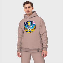 Мужской костюм оверсайз Космонавт Барт Симпсон на другой планете, цвет: пыльно-розовый — фото 2