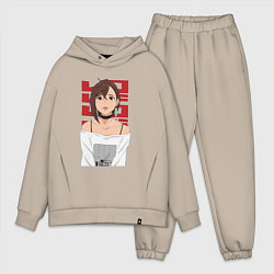 Мужской костюм оверсайз Дандадан: Момо, цвет: миндальный