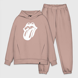 Мужской костюм оверсайз Rolling Stones - white logo, цвет: пыльно-розовый