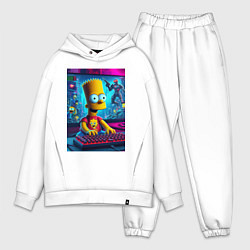 Мужской костюм оверсайз Барт Симпсон увлёкся игрой, цвет: белый