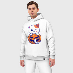 Мужской костюм оверсайз Halloween meow, цвет: белый — фото 2