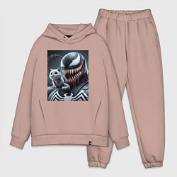 Мужской костюм оверсайз Venom and funny kitten - ai art fantasy, цвет: пыльно-розовый