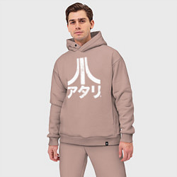 Мужской костюм оверсайз Atari retro japan logo, цвет: пыльно-розовый — фото 2