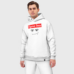 Мужской костюм оверсайз Sigma boy roblox face - gaming meme collab, цвет: белый — фото 2
