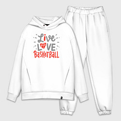 Мужской костюм оверсайз Жизнь любовь баскетбол, цвет: белый