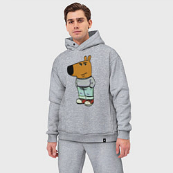 Мужской костюм оверсайз Capybara - chill guy meme, цвет: меланж — фото 2