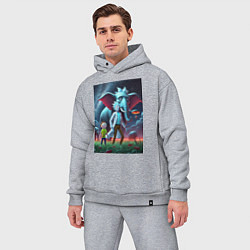 Мужской костюм оверсайз Слон похожий на Рика Санчеса - прикол, цвет: меланж — фото 2