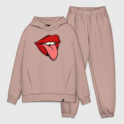 Мужской костюм оверсайз Girl lips, цвет: пыльно-розовый