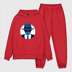 Мужской костюм оверсайз Детектив в шляпе синий, цвет: красный