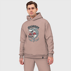 Мужской костюм оверсайз Shark team, цвет: пыльно-розовый — фото 2