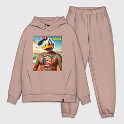 Мужской костюм оверсайз Donald Duck Trump - meme, цвет: пыльно-розовый