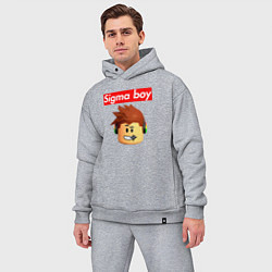 Мужской костюм оверсайз Sigma boy roblox head - мем Роблокс Сигма бой, цвет: меланж — фото 2