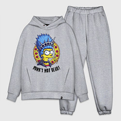 Мужской костюм оверсайз Мардж Симпсон на фоне пиццы - панк жив, цвет: меланж