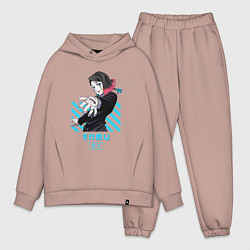 Мужской костюм оверсайз Клинок рассекающий демонов Энму, цвет: пыльно-розовый