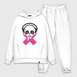 Мужской костюм оверсайз Череп в наушниках, цвет: белый