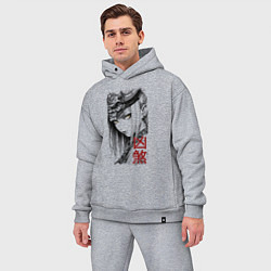 Мужской костюм оверсайз Девушка в демоническом шлеме, цвет: меланж — фото 2