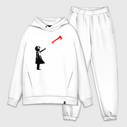 Мужской костюм оверсайз Девочка и топор, цвет: белый