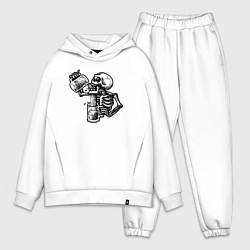 Мужской костюм оверсайз Пивной скелетик, цвет: белый